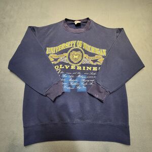 Nutmeg Mills University Of Michigan Wolverines Sweatshirt Mens M Navy Vintage